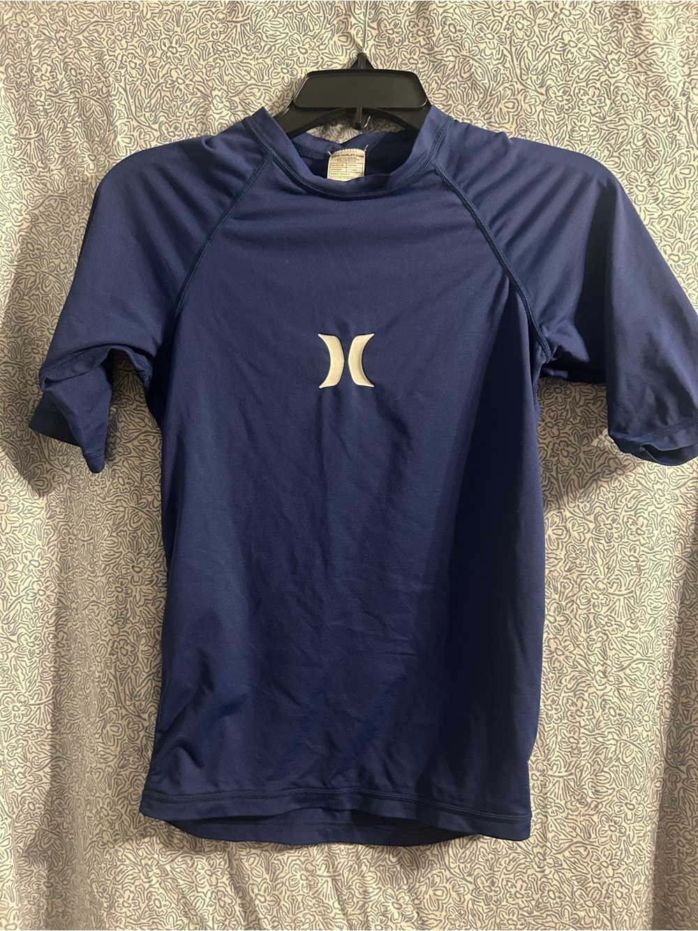 Hurley Deep Blue Short Sleeve Swim/Surf Top Rash Guard